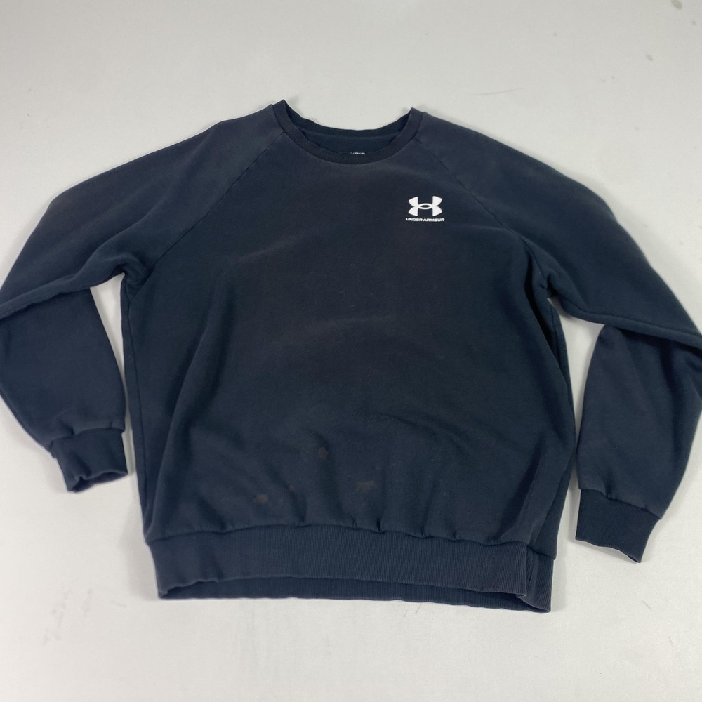 Under Armour Sweatshirt Mens XL Black Crewneck Fleece Pullover Logo‎ Loose Fit